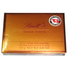 Lindt Swiss Thins - Orange Milk Chocolate 125g